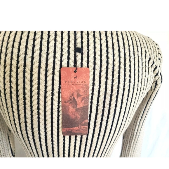 New W/Tag Peruvian Connection Black Cream Knit Ridgeline Maxi Dress XS RT $368 - Picture 9 of 10